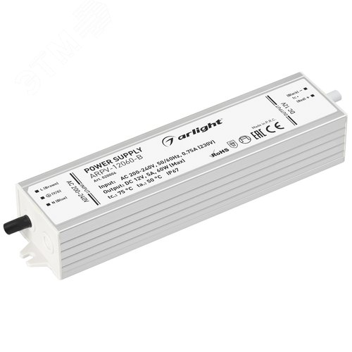 Блок питания ARPV-12060-B (12V, 5.0A, 60W) (ARL, IP67 Металл, 3 года) - Arlight
