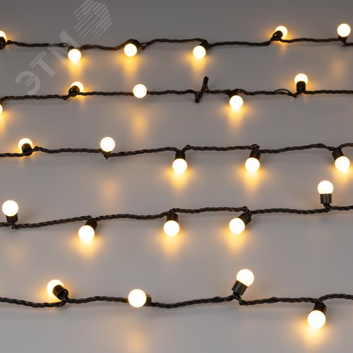 Гирлянда светодиодная декоративная ARD-BALL-CLASSIC-D17.5-10000-BLACK-100LED WARM 230V, 7W ARDCL, IP65 5