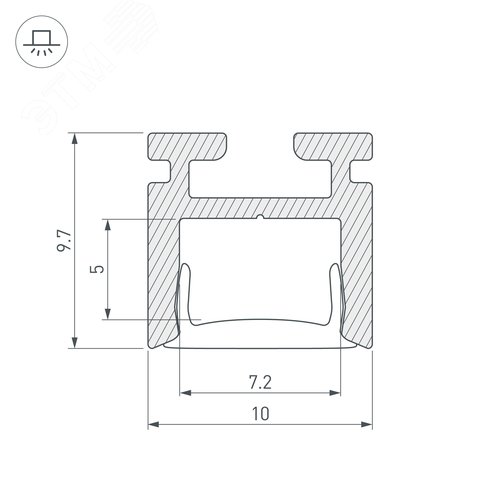 Профиль PIK-1010-2000 ANOD (ARL, Алюминий) 3