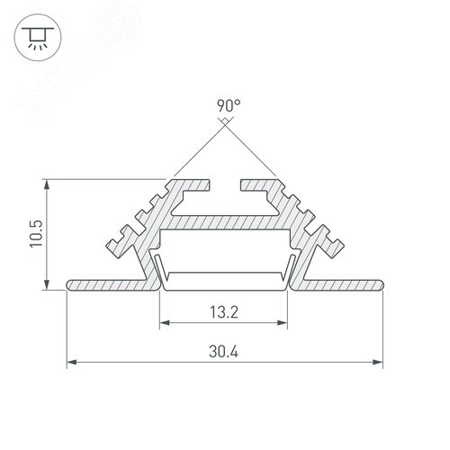 Профиль PHS-V-2000 ANOD (ARL, Алюминий) 2