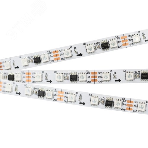 Лента SPI-5000-5060-60 12V Cx3 RGB (10mm, 14.4W/m, IP20) (Arlight, Открытый, IP20)