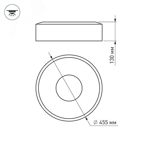 Светильник SP-TOR-RING-SURFACE-R460-33W Warm3000 (WH, 120 deg) (ARL, IP20 Металл, 3 года) - фото 2
