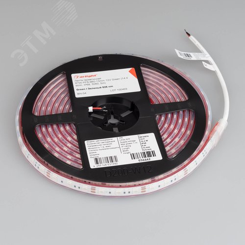 Светодиодная лента герметичная RTW-PFS-B60-13mm 12V Green (14.4 W/m, IP68, 5060, 5m) (Arlight, 14.4 Вт/м, IP68) | 036442 | Arlight - фото 3