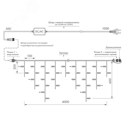 Гирлянда светодиодная ARD-EDGE-PRO-4000x600-BLACK-128LED-MILK-FLASH Warm/Warm 230V, 8W Ardecoled, IP65 - фото 4