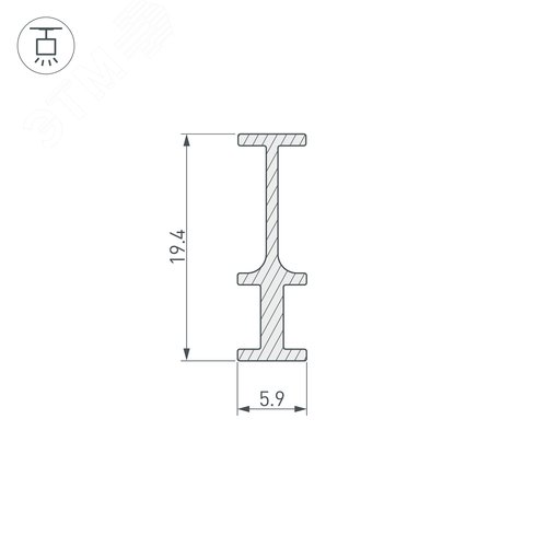 Профиль-держатель FOLED-RAIL-2000 (ARL, Алюминий) 2