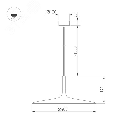 Светильник SP-FIORE-R400-13W Day4000 (BK, 120 deg, 230V)| 036002 | Arlight - фото 2