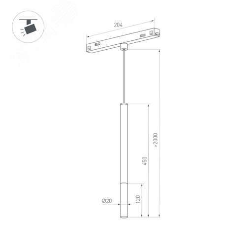 Светильник MAG-ORIENT-STICK-HANG-R20-6W Day4000 (BK, 180 deg, 48V) (Arlight, IP20 Металл, 3 года) (036541) - фото 3