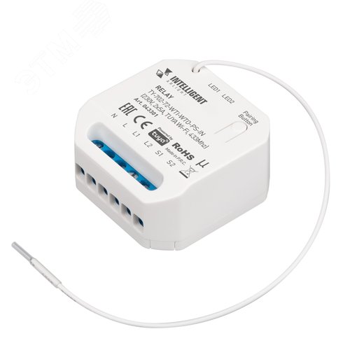 Модуль релейный INTELLIGENT ARLIGHT TY-702-72-WTI-WTO-PS-IN (230V, 2x5A, TUYA Wi-Fi, 433Mhz) (IARL, IP20 пластик, 3 года) - Arlight, артикул 043301