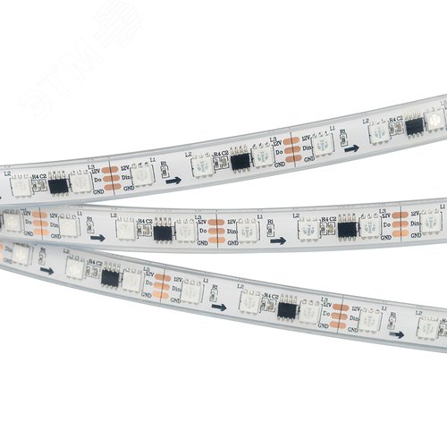 Лента SPI-5000PGS-5060-60 12V Cx3 RGB (12mm, 14.4W, IP67) (Arlight, Закрытый, IP67) - Arlight