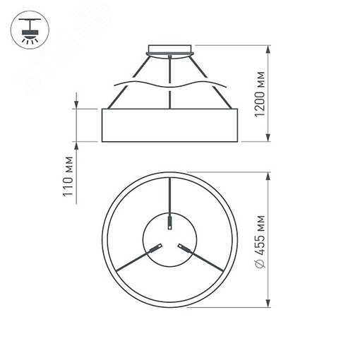 Светильник SP-TOR-RING-HANG-R460-33W Day4000 (WH, 120 deg) (ARL, IP20 Металл, 3 года) - фото 3