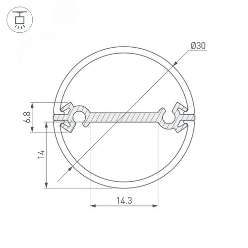 Профиль ROUND-D30-DUAL-2000 ANOD (ARL, Алюминий) 2