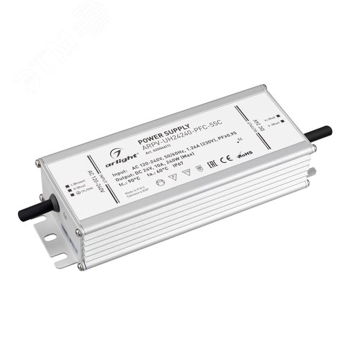 Блок питания ARPV-UH24240-PFC-55C (24V, 10.0A, 240W) (IP67 металл, 5 лет) - Arlight