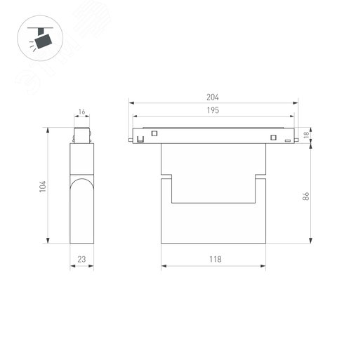 Светильник MAG-ORIENT-LASER-FOLD-S195-6W Day4000 (BK, 30 deg, 48V, DALI) (IP20 металл, 3 года) - фото 2