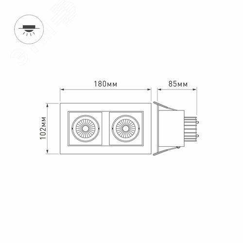 Светильник CL-KARDAN-S180x102-2x9W Warm (WH, 38 deg) (ARL, IP20 Металл, 3 года) - фото 5