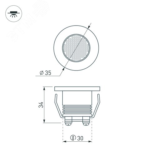 Светильник светодиодный LTM-R35WH 1W Warm White 30deg IP40 металл 3 года 5