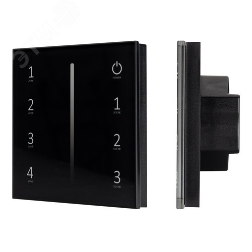 Панель Sens SMART-P17-DIM Black 230V, 4 зоны, 2.4G ARL, IP20 пластик, 5 лет - Arlight