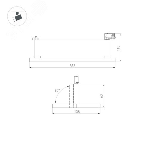 Светильник LGD-MARS-4TR-S582x138-50W Day4000 (WH, 60-130 deg, 230V) (Arlight, IP20 Металл, 5 лет) | 035499 | Arlight - фото 3