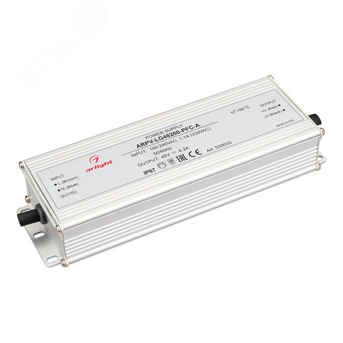 Блок питания ARPV-LG48200-PFC-A (48V, 4.2A, 200W) (ARL, IP67 Металл, 5 лет) - Arlight