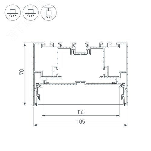 Профиль с экраном S2-LINE-10570-2500 ANOD+OPAL (ARL, Алюминий) 2