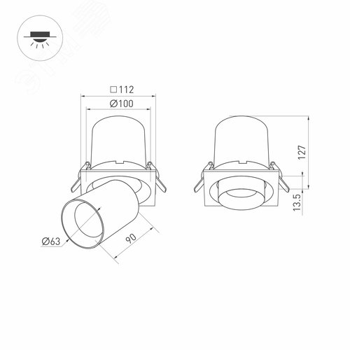 Светильник LTD-PULL-S110x110-10W Day4000 (WH, 24 deg, 230V) (Arlight, IP20 Металл, 5 лет) (031367) - фото 4