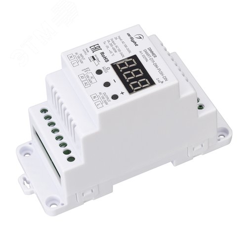 Диммер SMART-D19-DIM-PUSH-DIN (230V, 2A, TRIAC, 2.4G) (ARL, IP20 Пластик, 5 лет) - Arlight