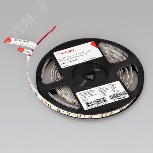 Лента светодиодная 14,4 Вт/м 24В IP20 3000K 60LED/м RT-B60-10mm CRI98 SMD 5060 5 м - фото 5