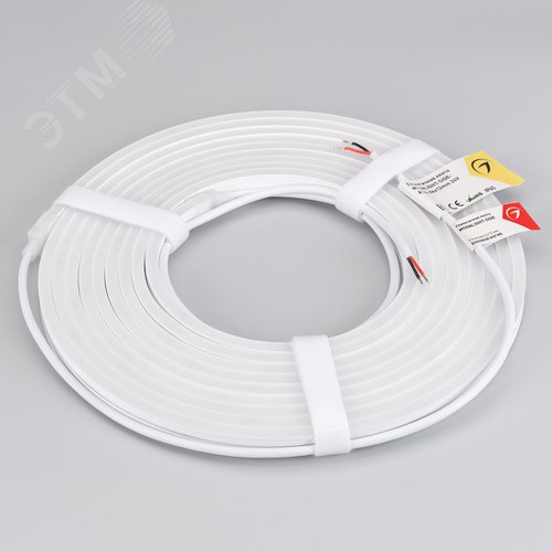 Лента герметичная MOONLIGHT-SIDE-A120-06x12мм 24V Warm3000 9.6 W/m, IP65, 5м, wire x2 вывод кабеля прямой - фото 5