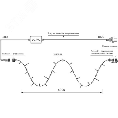 Гирлянда ARD-STRING-HOME-5000-CLEAR-50LED-FLASH WARM (230V, 3.5W) (ARDCL, IP20) (025750) 3