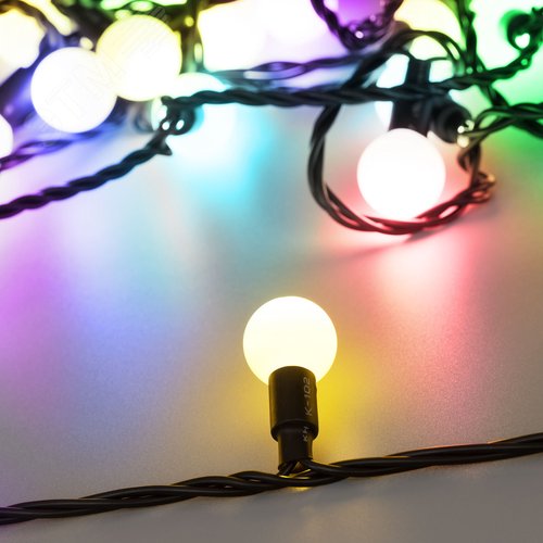 Гирлянда светодиодная декоративная ARD-BALL-CLASSIC-D23-10000-BLACK-80LED RGB 230V, 3.5W ARDCL, IP65