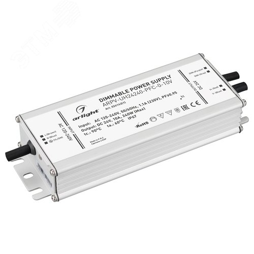 Блок питания ARPV-UH24240-PFC-0-10V (24V, 10.0A, 240W) (IP67 металл, 7 лет) - Arlight