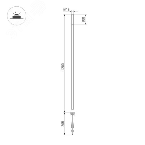 Светильник KT-CANNA-L1200-1W Warm3000 (DG, 110 deg, 24V) (IP65 металл, 3 года) - фото 2