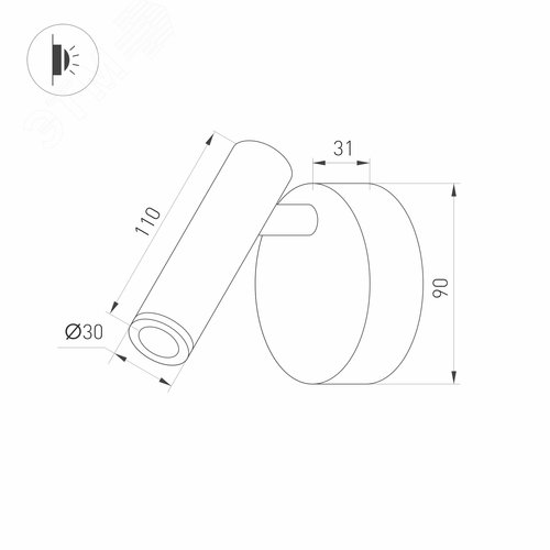 Светильник SP-BED-NB-R90-3W Warm3000 (BR, 20 deg, 230V) (IP20 металл, 3 года) - фото 3