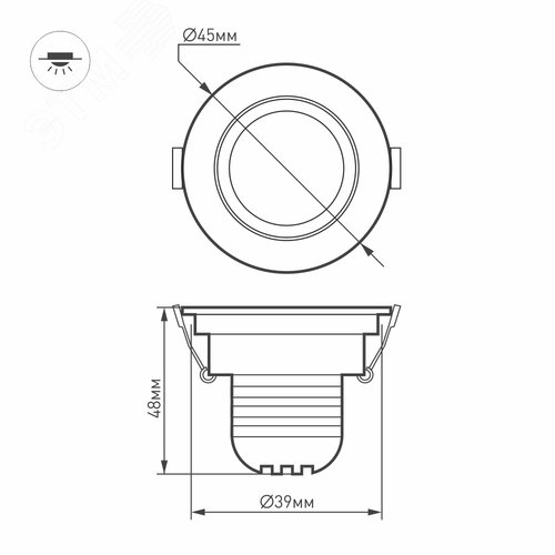 Светильник светодиодный LTM-R45WH 3W Day White 30deg IP40 металл 3 года 2