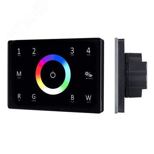 Панель Sens SMART-P85-RGBW Black 230V, 4 зоны, 2.4G ARL, IP20 пластик, 5 лет - Arlight