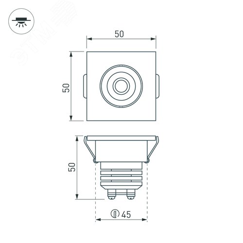 Светильник светодиодный LTM-S50x50WH 5W Day White 25deg IP40 металл 3 года - фото 4