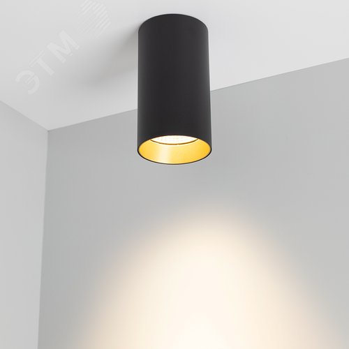 Светильник накладной SP-POLO-R85-1-15W Warm White 40deg Black Gold Ring IP20 металл 3 года - фото 5