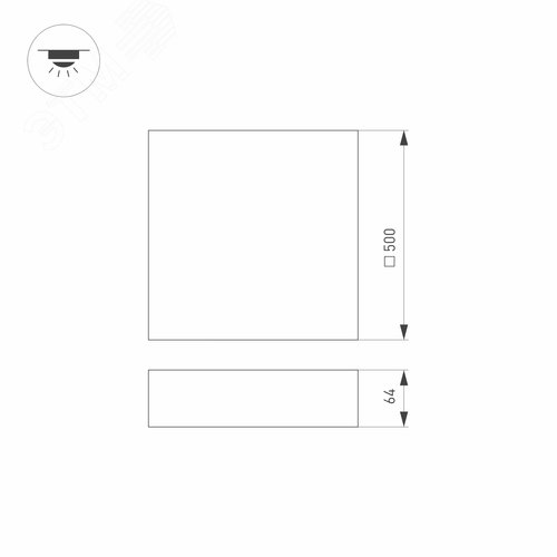 Светильник SP-QUADRO-S500x500-50W Warm3000 (WH, 120 deg, 230V) (, IP40 Металл, 3 года) - фото 4
