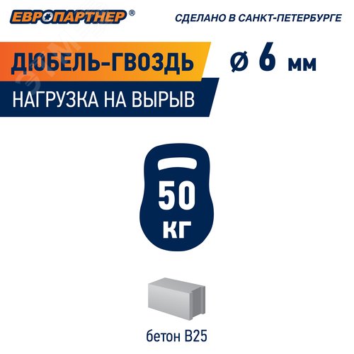 Дюбель-гвоздь 6х60 нейлон цилиндрический бортик (1000 шт) 9