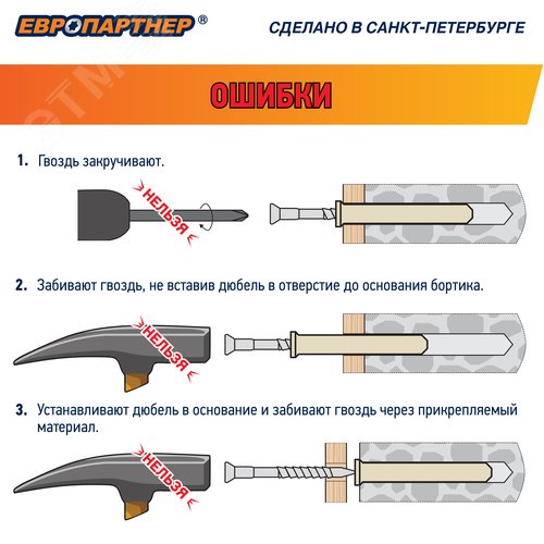 Дюбель-гвоздь 6х60 нейлон цилиндрический бортик (1000 шт) 10