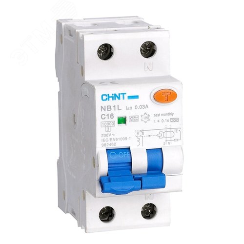 Автомат дифференциальный NB1L 1P+N C40 30мА тип AC 10кА (36mm) (R) - CHINT