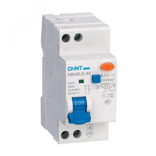 Автомат дифференциальный NBH8LE-40 1P+N 40А 30мА характеристика C 4,5кА (R) - CHINT