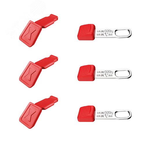Набор клипс, KN-006110CR ColorCode Clip красная 3 шт, KN-006210TR TetheredTool Clip 3 шт, для маркировки и страховочной системы KNIPEX Tethered Tools - Knipex