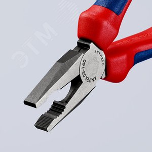 Плоскогубцы комбинированные резка - проволока средней твердости 31мм твердая проволока 2мм кабель 10мм (16мм) L=160мм черные двухкомпонентные рукоятки - фото 9