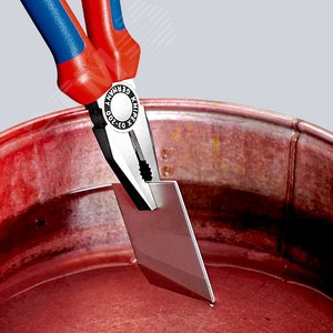 Плоскогубцы комбинированные резка - проволока средней твердости 38мм твердая проволока 25мм кабель 13мм (16мм) L=200мм двухкомпонентные рукоятки блистер цвет черный - фото 4