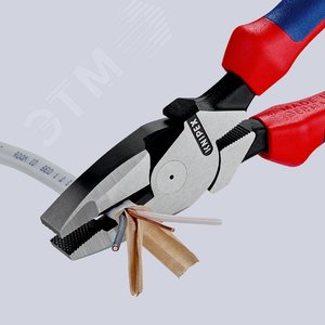 Плоскогубцы электромонтера Linemans Pliers резка - проволока средней твердости 46мм твердая проволока 3мм L=240мм двухкомпонентные рукоятки цвет черный крепление для страховки - фото 5