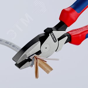 Плоскогубцы электромонтера Linemans Pliers резка - проволока средней твердости 46мм твердая проволока 3мм L=240мм черные обливные рукоятки - фото 4