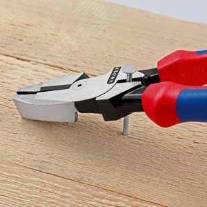 Плоскогубцы электромонтера Linemans Pliers резка - проволока средней твердости 46мм твердая проволока 3мм L=240мм черные обливные рукоятки - фото 5