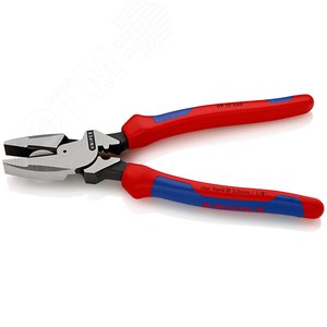 Linemans Pliers плоскогубцы электромонтёра с приспособлением для протяжки кабеля и обжима кабельных наконечников рез: проволока средней твёрдости 46 мм твёрдая проволока 3 мм L-240 мм чёрные 2-компонентные рукоятки блистер - фото 3