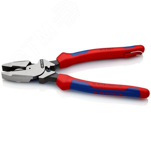 Linemans Pliers плоскогубцы электромонтёра с приспособлением для протяжки кабеля и обжима кабельных наконечников рез: проволока средней твёрдости 46 мм твёрдая проволока 3 мм L-240 мм чёрные 2-компонентные рукоятки крепление для страховки - фото 3
