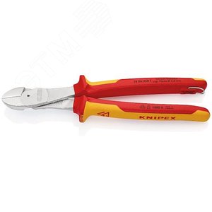 Бокорезы VDE 1000V резка - проволока средней твердости 46мм твердая проволока 35мм рояльная струна (HRC 59) 3мм L=250мм диэлектрические хромированные 2-компонентные рукоятки крепление для страховки подвес - Knipex
